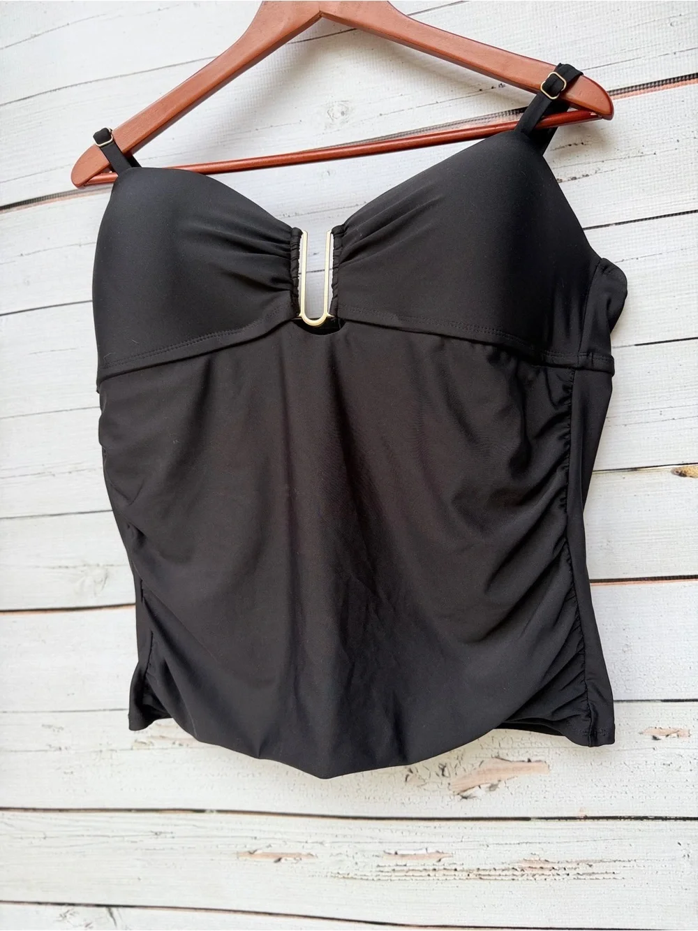 Time and Tru Black Ruched Tankini Top - Size XL